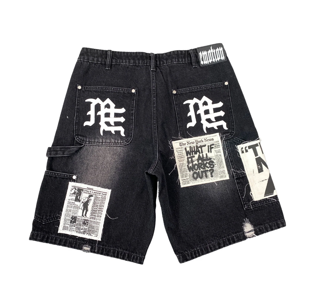Mixed Emotion Ai Denim Shorts Black