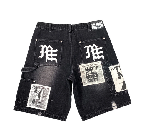 Mixed Emotion Ai Denim Shorts Black